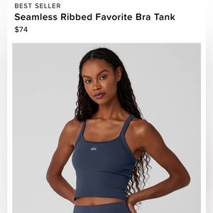 Alo Yoga seamless ribbed navy bra tank